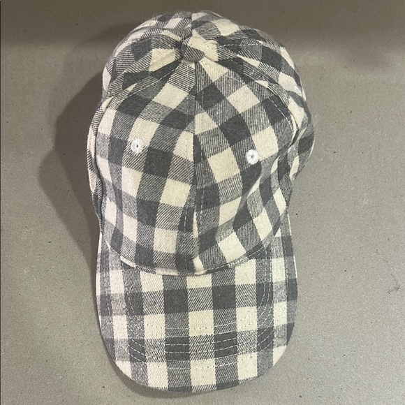 Buffalo Check Checkered Gray and White Baseball Style Cap - Picture 3 of 11